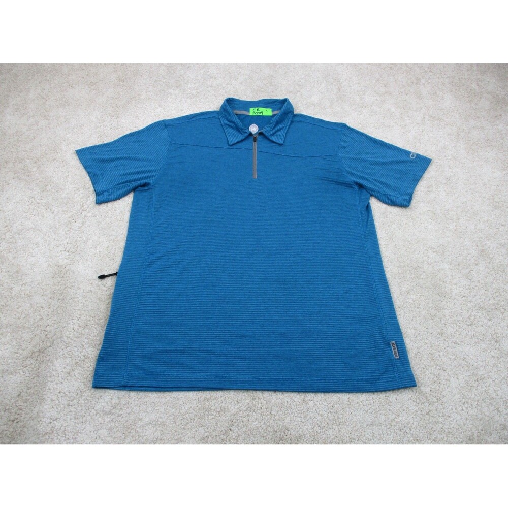Club Ride Polo Shirt Mens Large Blue 1/4 Zip Performance Cycling Short Sleeve